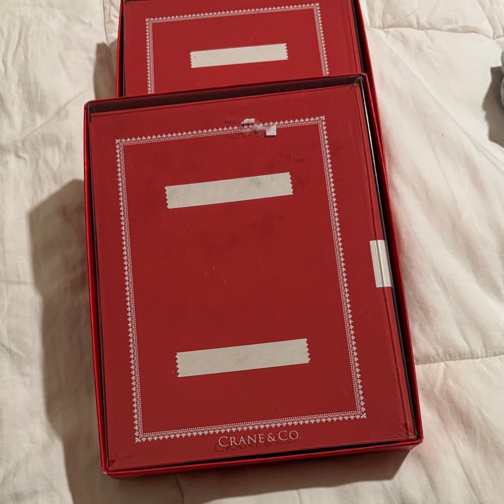 Crane and Co. engraved, red,  photo cards.New. 2 sets.
